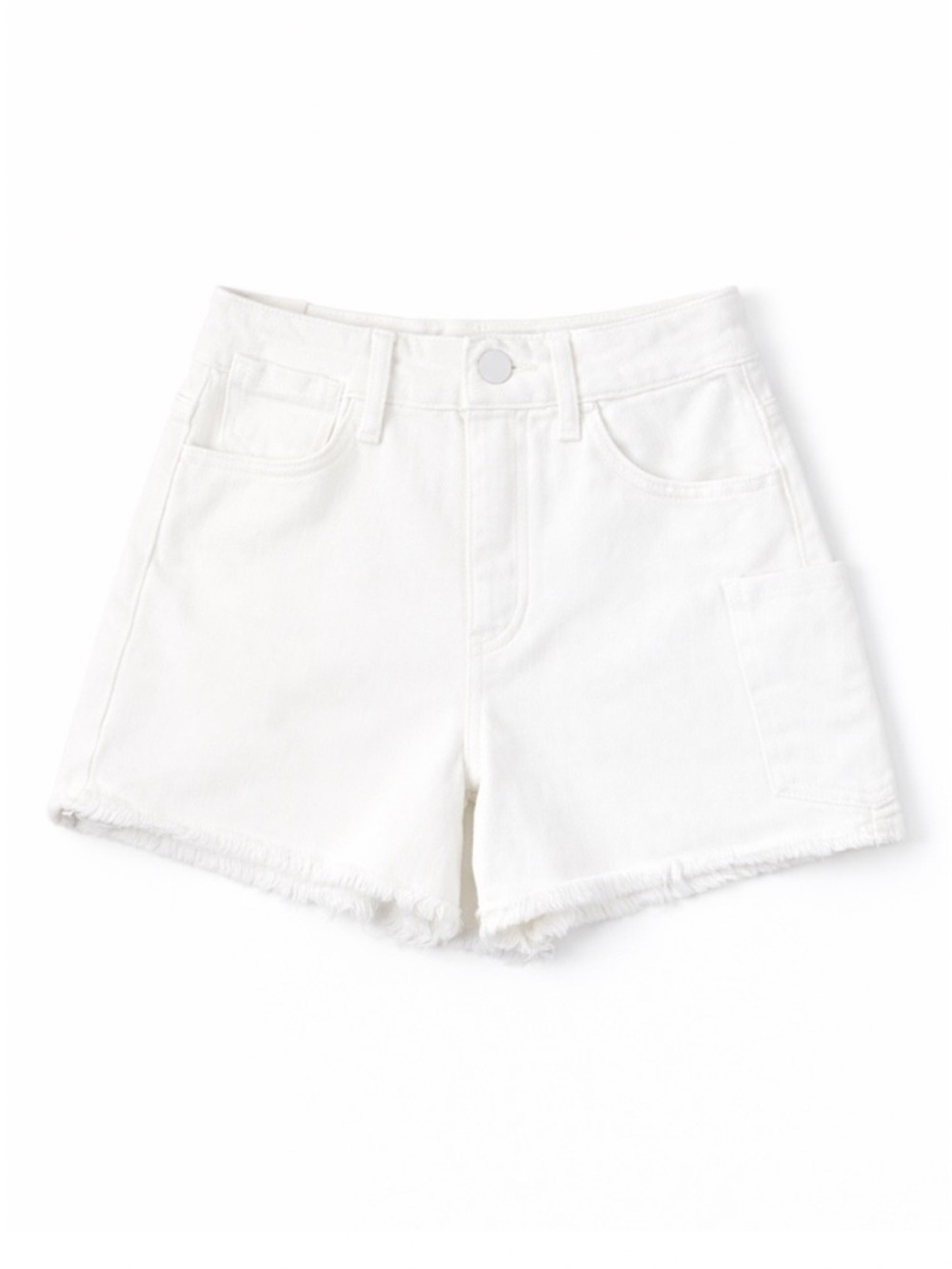 NWT KanCan White High-Rise Frayed Hem Denim Shorts
